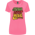 Peace Love Music Guitar Hippy Flower Power Womens Wider Cut T-Shirt Azalea