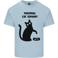 Personal Cat Servant Funny Pet Mens Cotton T-Shirt Tee Top Light Blue