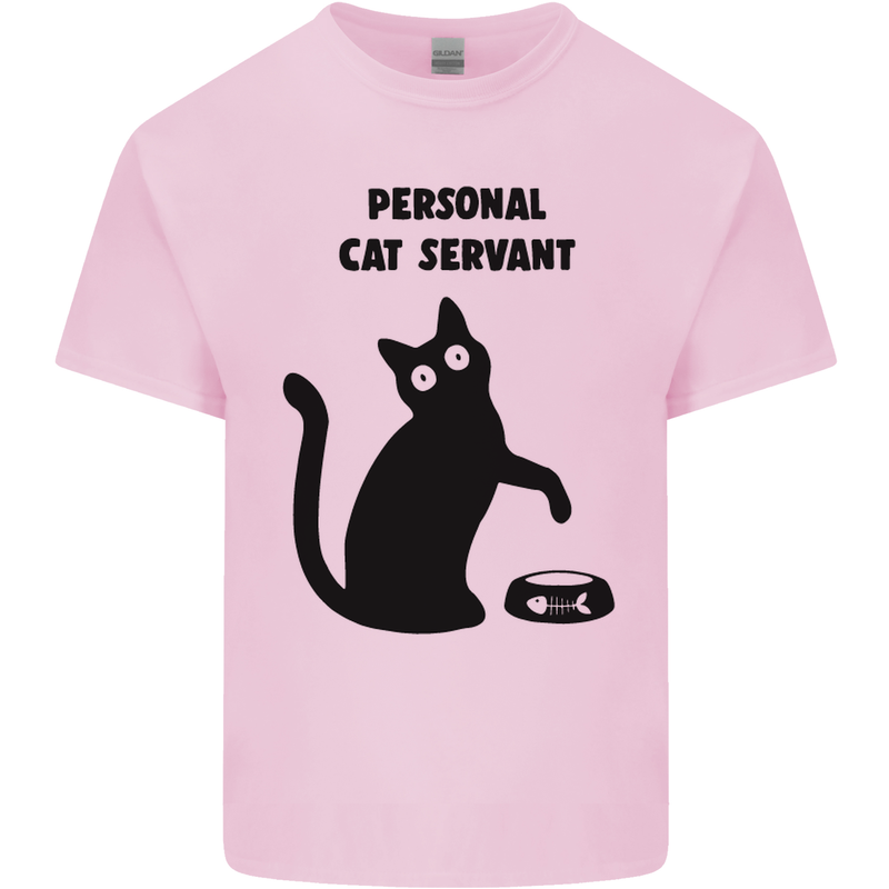 Personal Cat Servant Funny Pet Mens Cotton T-Shirt Tee Top Light Pink