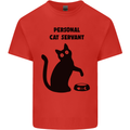 Personal Cat Servant Funny Pet Mens Cotton T-Shirt Tee Top Red
