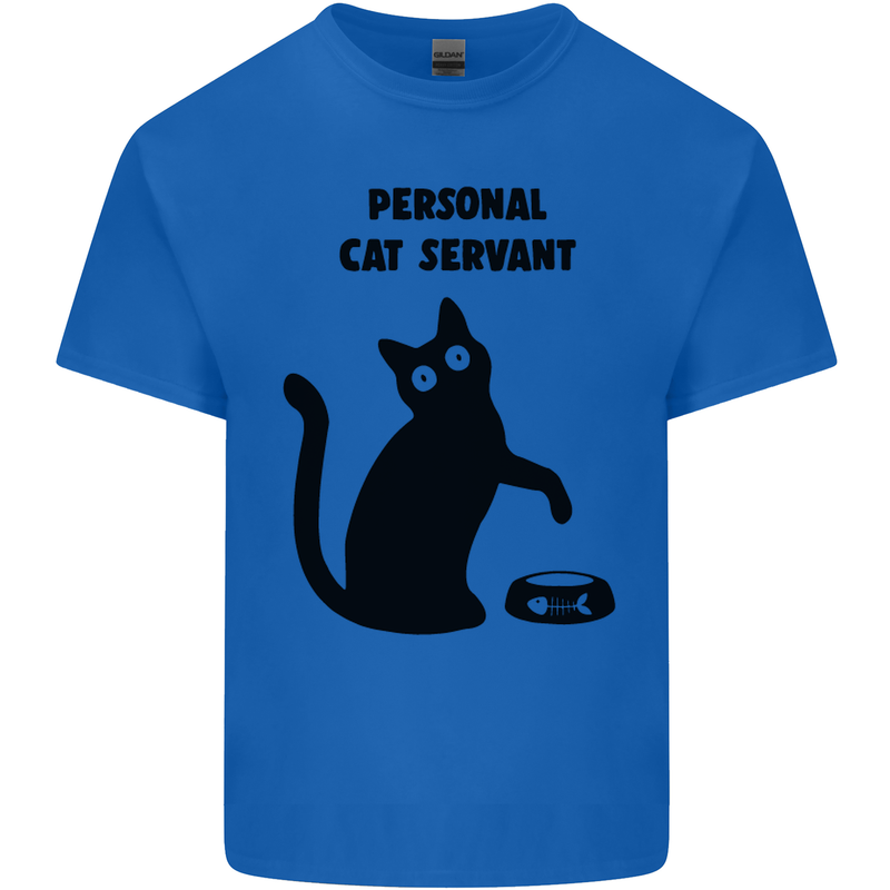 Personal Cat Servant Funny Pet Mens Cotton T-Shirt Tee Top Royal Blue