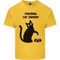 Personal Cat Servant Funny Pet Mens Cotton T-Shirt Tee Top Yellow