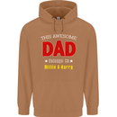 Personalised This Awesome Dad Belongs to Mens 80% Cotton Hoodie Caramel Latte