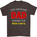 Personalised This Awesome Dad Belongs to Mens T-Shirt Cotton Gildan Dark Chocolate