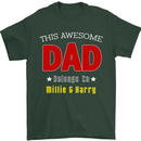 Personalised This Awesome Dad Belongs to Mens T-Shirt Cotton Gildan Forest Green