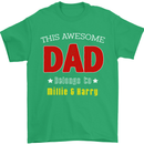 Personalised This Awesome Dad Belongs to Mens T-Shirt Cotton Gildan Irish Green