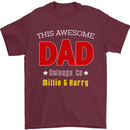 Personalised This Awesome Dad Belongs to Mens T-Shirt Cotton Gildan Maroon