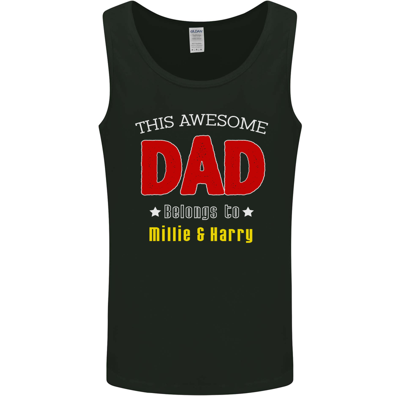 Personalised This Awesome Dad Belongs to Mens Vest Tank Top Black