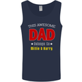 Personalised This Awesome Dad Belongs to Mens Vest Tank Top Navy Blue