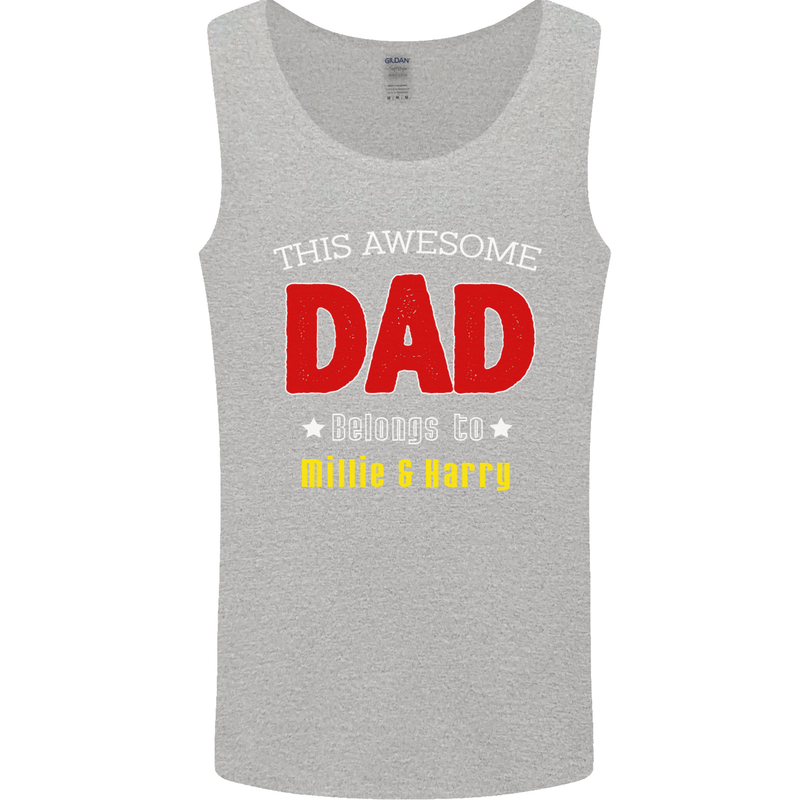 Personalised This Awesome Dad Belongs to Mens Vest Tank Top Sports Grey