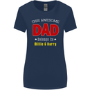 Personalised This Awesome Dad Belongs to Womens Wider Cut T-Shirt Navy Blue