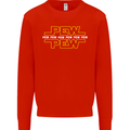 Pew Pew SCI-FI Movie Film Kids Sweatshirt Jumper Bright Red