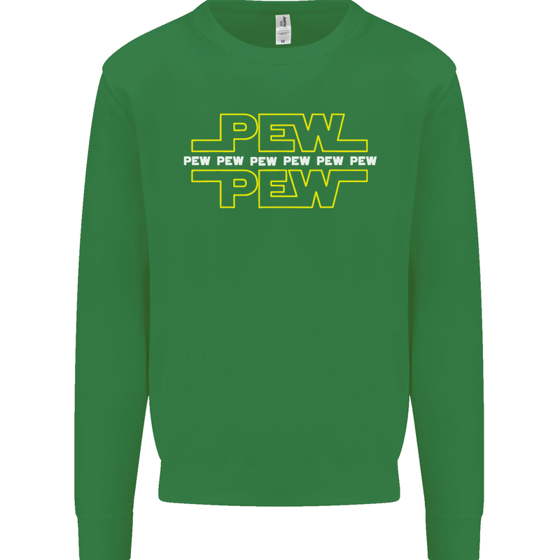 Pew Pew SCI-FI Movie Film Kids Sweatshirt Jumper Irish Green