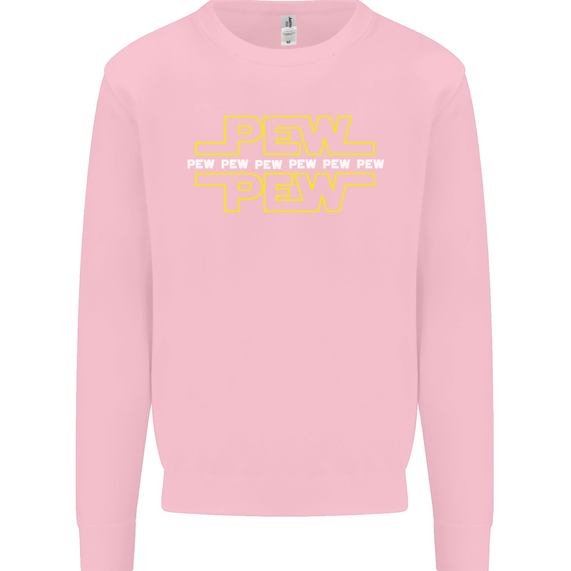 Pew Pew SCI-FI Movie Film Kids Sweatshirt Jumper Light Pink