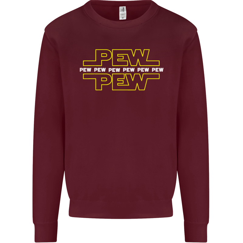 Pew Pew SCI-FI Movie Film Kids Sweatshirt Jumper Maroon