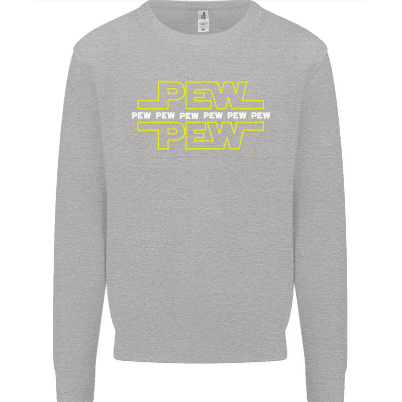 Pew Pew SCI-FI Movie Film Kids Sweatshirt Jumper Sports Grey