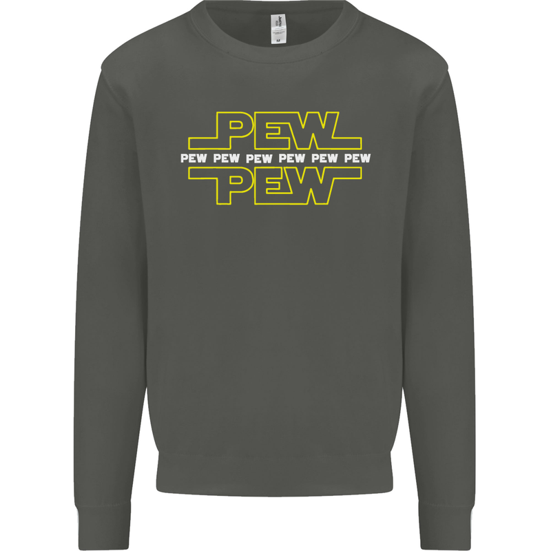 Pew Pew SCI-FI Movie Film Kids Sweatshirt Jumper Storm Grey