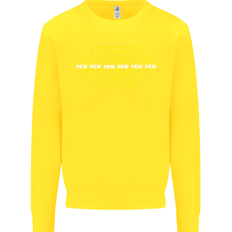 Pew Pew SCI-FI Movie Film Kids Sweatshirt Jumper Yellow