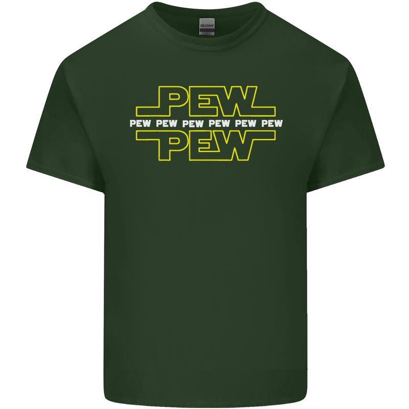 Pew Pew SCI-FI Movie Film Mens Cotton T-Shirt Tee Top Forest Green