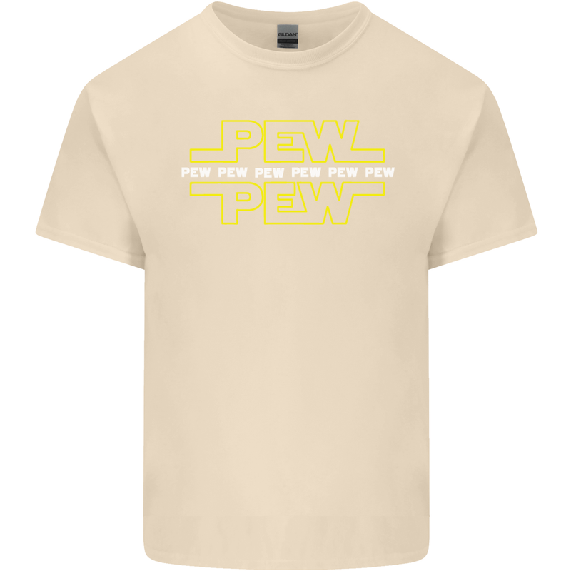 Pew Pew SCI-FI Movie Film Mens Cotton T-Shirt Tee Top Natural