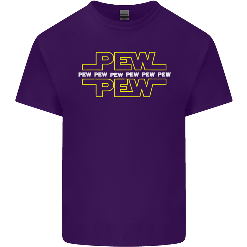 Pew Pew SCI-FI Movie Film Mens Cotton T-Shirt Tee Top Purple