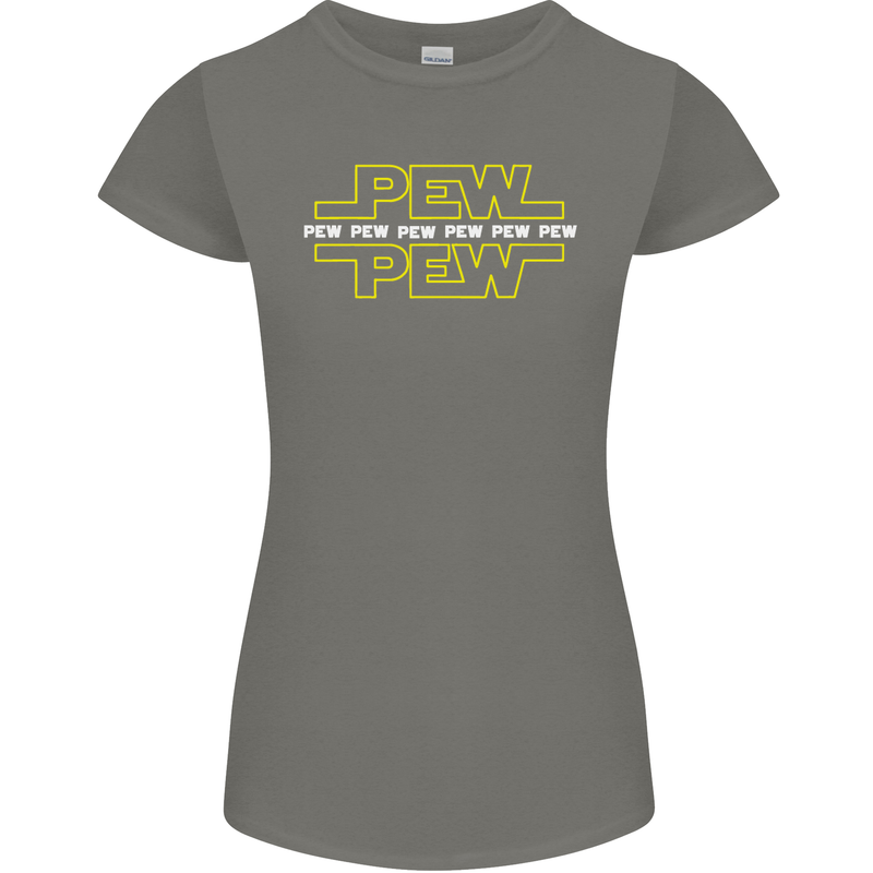 Pew Pew SCI-FI Movie Film Womens Petite Cut T-Shirt Charcoal