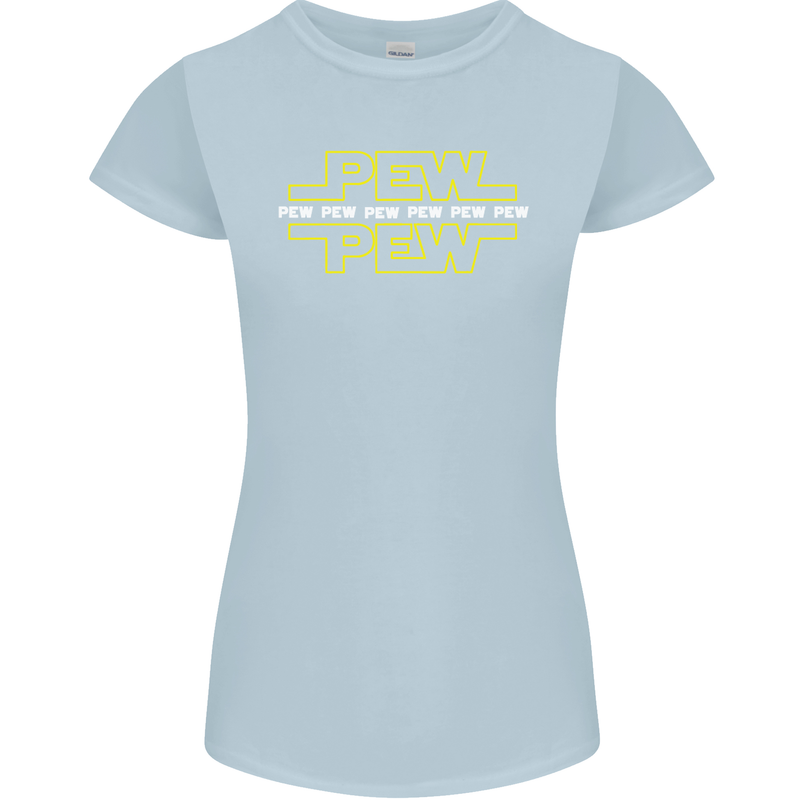 Pew Pew SCI-FI Movie Film Womens Petite Cut T-Shirt Light Blue