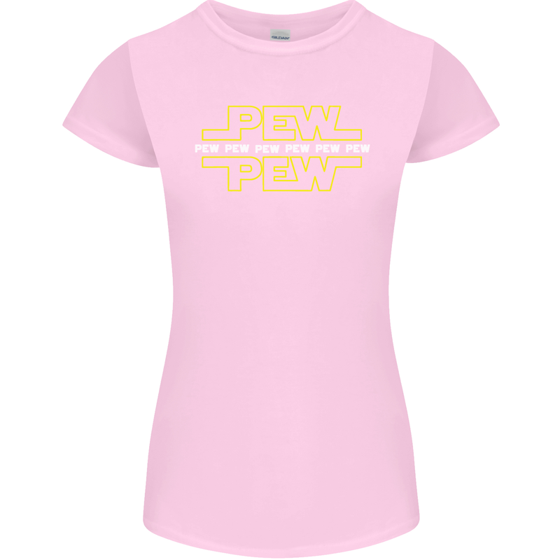 Pew Pew SCI-FI Movie Film Womens Petite Cut T-Shirt Light Pink