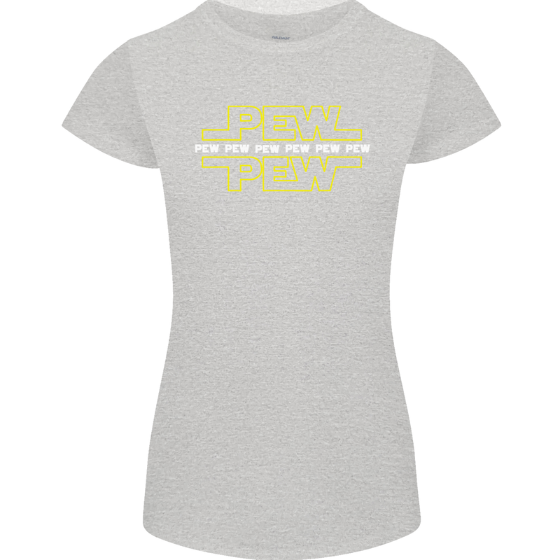 Pew Pew SCI-FI Movie Film Womens Petite Cut T-Shirt Sports Grey