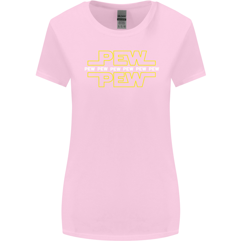 Pew Pew SCI-FI Movie Film Womens Wider Cut T-Shirt Light Pink