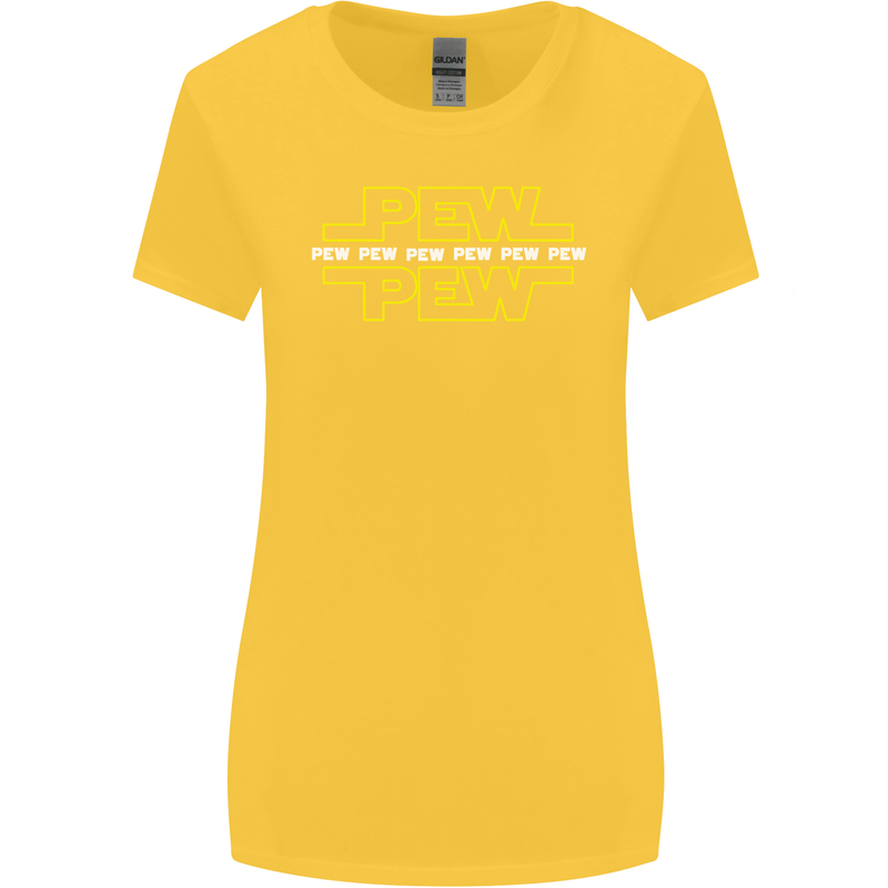Pew Pew SCI-FI Movie Film Womens Wider Cut T-Shirt Yellow