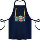 Photography Camera Around Neck Cotton Apron 100% Organic Navy Blue