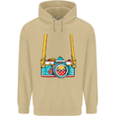 Photography Camera Around Neck Mens 80% Cotton Hoodie Sand
