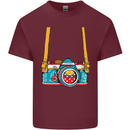 Photography Camera Around Neck Mens Cotton T-Shirt Tee Top Maroon