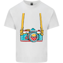 Photography Camera Around Neck Mens Cotton T-Shirt Tee Top White