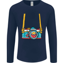 Photography Camera Around Neck Mens Long Sleeve T-Shirt Navy Blue