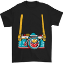 Photography Camera Around Neck Mens T-Shirt Cotton Gildan Black