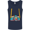 Photography Camera Around Neck Mens Vest Tank Top Navy Blue
