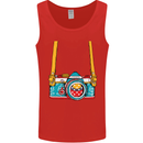 Photography Camera Around Neck Mens Vest Tank Top Red