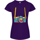 Photography Camera Around Neck Womens Petite Cut T-Shirt Purple