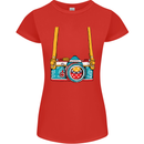 Photography Camera Around Neck Womens Petite Cut T-Shirt Red