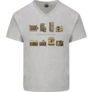 Photography Camera Evolution Photograper Mens V-Neck Cotton T-Shirt Sports Grey
