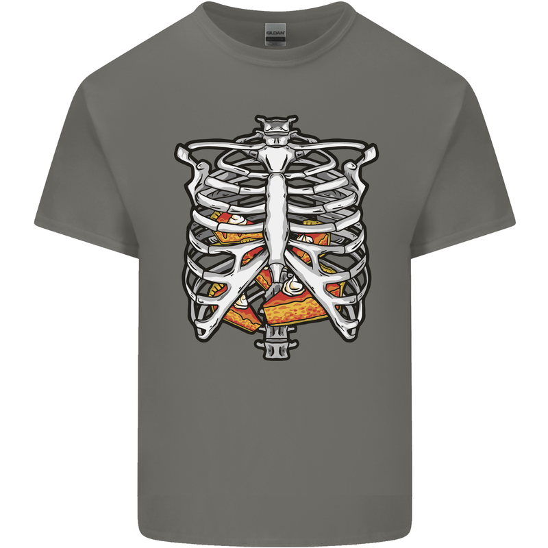 Pie Inside a Skeleton Torso Funny Food Mens Cotton T-Shirt Tee Top Charcoal