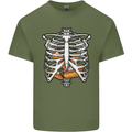 Pie Inside a Skeleton Torso Funny Food Mens Cotton T-Shirt Tee Top Military Green