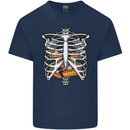 Pie Inside a Skeleton Torso Funny Food Mens Cotton T-Shirt Tee Top Navy Blue