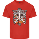 Pie Inside a Skeleton Torso Funny Food Mens Cotton T-Shirt Tee Top Red