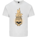 Pineapple Skull Gothic Biker Surfing Kids T-Shirt Childrens White
