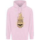 Pineapple Skull Gothic Biker Surfing Mens 80% Cotton Hoodie Light Pink
