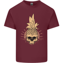 Pineapple Skull Gothic Biker Surfing Mens Cotton T-Shirt Tee Top Maroon