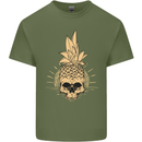 Pineapple Skull Gothic Biker Surfing Mens Cotton T-Shirt Tee Top Military Green